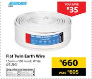 Aberdare Cables Flat Twin Earth Wire White-1.5mm x 100m Roll