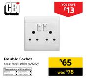 CBi Double Socket Steel White-4 x 4