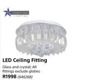 Bright Star LED Ceiling Fitting Glass And Crystal