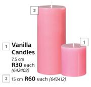 Vanilla Candles 7.5cm-Each