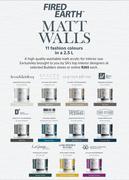 Fired Earth Matt Walls 11 Fashion Colours-2.5Ltr Each