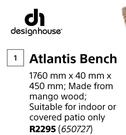 Design House Atlantis Bench-1760mmX40mmX450mm