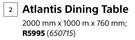 Design House Atlantis Dining Table 2000mm X 1000mm X 760mm