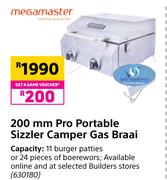 Megamaster 200mm Pro Portable Sizzler Camper Gas Braai