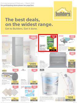 Builders Gauteng : The Best Deals On The Widest Range (27 February - 1 March 2020) (Valid At Selected Stores Only), page 1