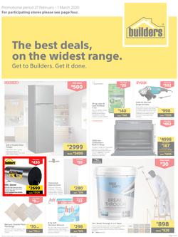 Builders Gauteng : The Best Deals On The Widest Range (27 February - 1 March 2020) (Valid At Selected Stores Only), page 1