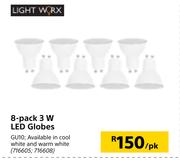 Light Worx 8 Pack 3W LED Globes-Per Pack