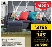 Design House 3 Piece L-Shaped Bella Wicker Set