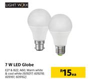 Light Worx 7W LED Globe-Each