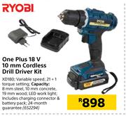 Ryobi One Plus 18V 10mm Cordless Drill Driver Kit