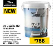 Fired Earth Inside Out Matt PVA-20Ltr