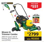 Trim Tech Mower & Trimmer 2400W Mower + 650W Trimmer + 20m Extension Cord-Combo