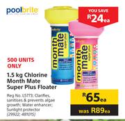 Pool Brite 1.5kg Chlorine Month Mate Super Plus Floater-Each