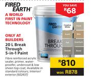 Fired Earth 20Ltr Break Through 5 In 1 Paint