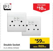 CBI 4 x 4 Double Socket White-Each