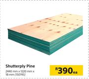 2440mm x 1220mm x 18mm Shutterply Pine-Each