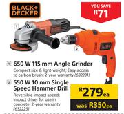 Black & Decker 550W 10mm Single Speed Hammer Drill-Each