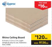 Gyproc 6.4mm x 1.2m x 3m Rhino Ceiling Board-Each