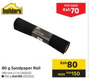 Builders 80g Sandpaper Roll 300mm x 1m