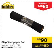 Builders Sandpaper Roll 300mm x 1m-80g