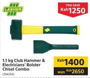 Lasher 1.1Kg Club Hammer & Electricians Bolster Chisel Combo