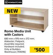 Home & Kitchen Romo Media Unit With Castors 680mm x 976mm x 372mm
