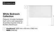 Home & Kitchen White Bedroom Collection Headboard 1800mm x 40mm x 1360mm