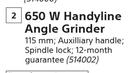Ryobi 650W Handyline Angle Grinder-Each