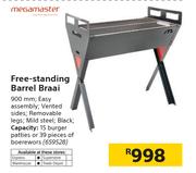 Megamaster Free-Standing Barrel Braai-900mm