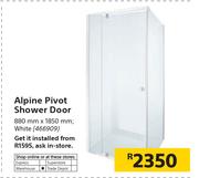 Alpine Pivot Shower Door White-880mm X 1850mm
