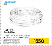 Aberdare Flat Twin Earth Wire White-1.5mm X 100m Roll
