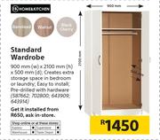 Home & Kitchen Standard Wardrobe-900mm(W) x 2100mm(H) x 500mm(D)