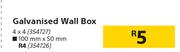 Galvanised Wall Box 100mm x 50mm