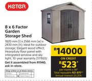 Keter 8 x 6 Factor Garden Storage Shed-1820mm(l) x 2566mm(w) x 2430mm(h)