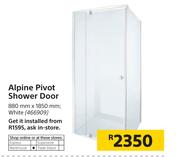 Alpine Pivot Shower Door White-880mm x 1850mm