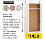 Home & Kitchen Standard Wardrobe-900mm(w) x 2100mm(h) x 500mm(d)