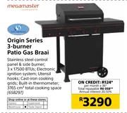 Megamaster Origin Series 3 Burger Patio Gas Braai