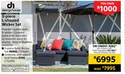 Designhouse 3-Piece L-Shaped Wicker Set