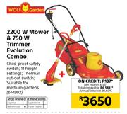 Wolf Garden 2200W Mower & 750W Trimmer Evolution Combo