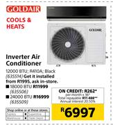 Goldair Cools & Heats Inverter Air Conditioner 24000 BTU R410A Black.