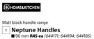 Home & Kitchen Neptune Handle 96mm Matt Black-Each