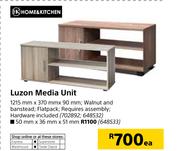 Home & Kitchen Luzon Media Unit 1215mm x 370mm x 90mm-Each