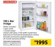 Goldair 130Ltr Bar Fridge White