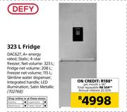 Defy 323 Ltr Fridge DAC627