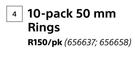 Designhouse 10 Pack 50mm Rings-Per Pack