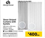 Designhouse Sheer Striped Curtains With Eyelets 260mm X 250mm-Each