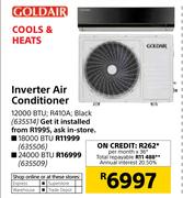 Gold Air 12000 BTU Black Inverter Air Conditioner R410A