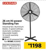 Gold Air 26cm Hi Power Standing Fan 