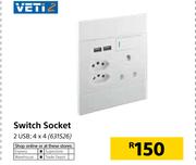 Veti Z Switch Socket 2 USB 4X4