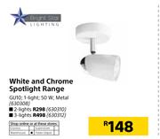 Bright star 1-Light 50W White And Chrome Spotlight Range-Each